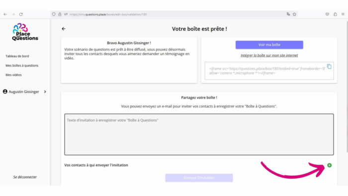 Screenshot du bouton comment ajouter l'email d'un contact sur la Place aux Questions