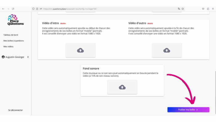 Screenshot du bouton, publier ma boite sur la Place aux Questions